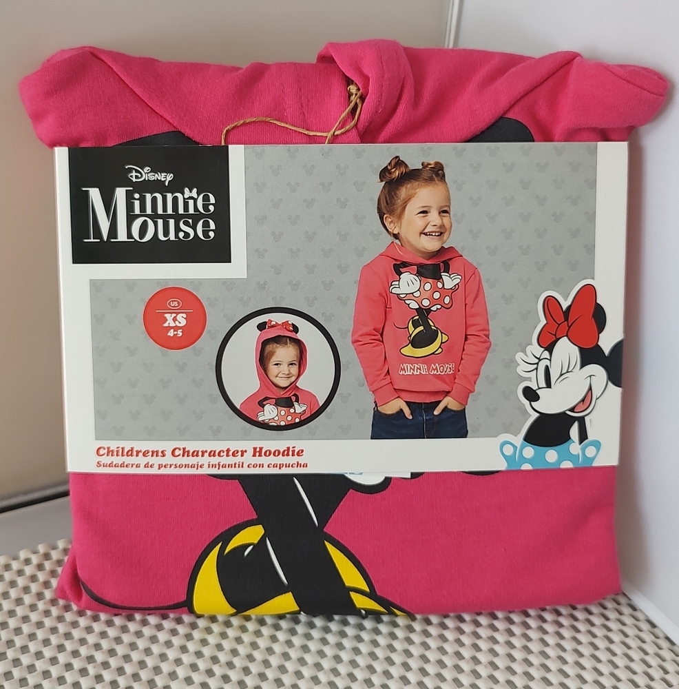 Disney Minnie Mouse Girls Size XS (4-5) Character Hodie Pink NWT